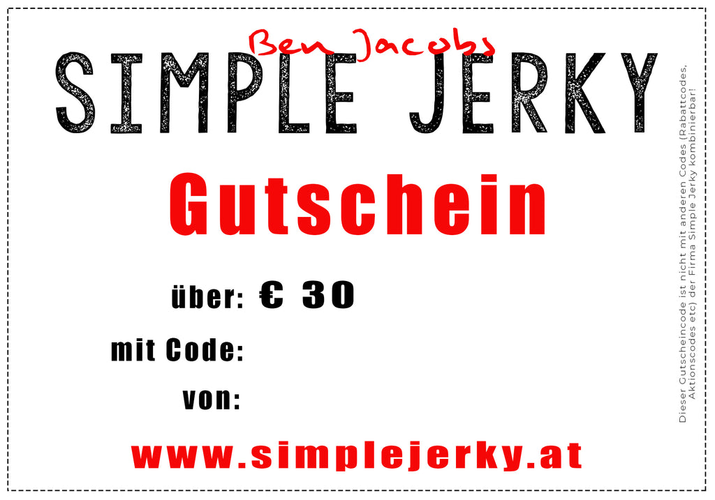 Beef Jerky Gutschein - € 30
